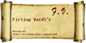 Firling Valér névjegykártya